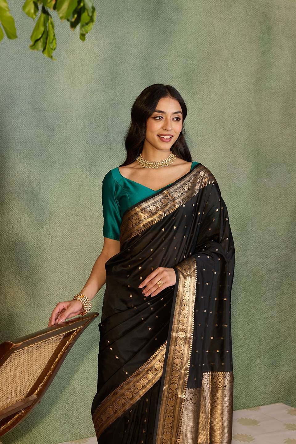 Black Silk Viscose Cutwork Banarasi Saree
