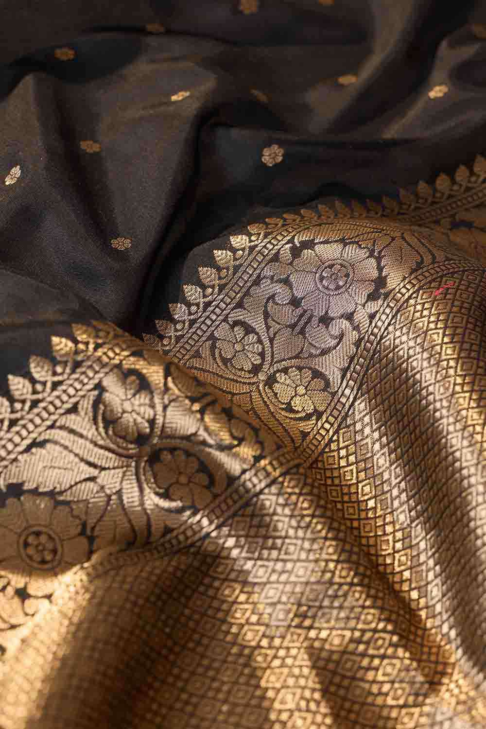 Black Silk Viscose Cutwork Banarasi Saree image number null