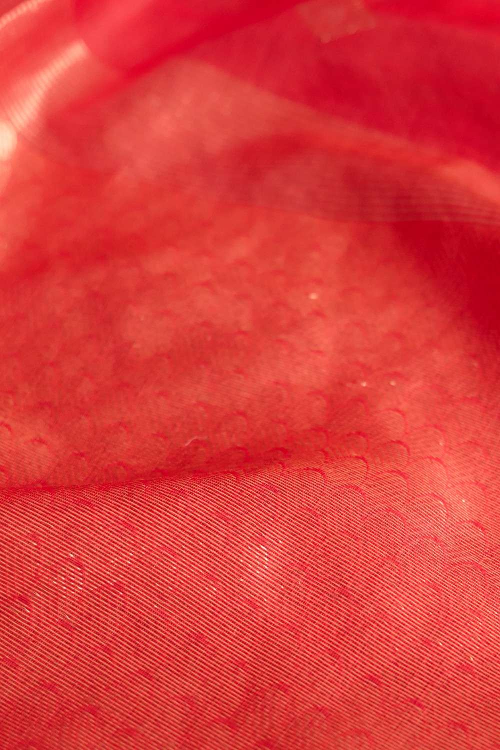 Red Pure Silk Cotton Bengal Woven Saree image number null