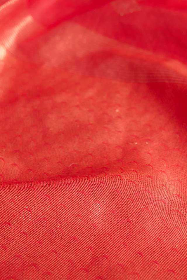 Red Pure Silk Cotton Bengal Woven Saree thumbnail image number null