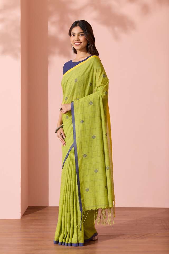 Light Green Bengal Pure Cotton Jamdani Saree thumbnail image number null