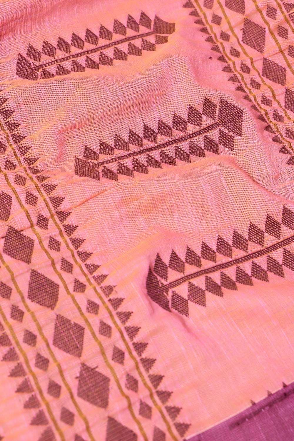 Light Pink Woven Pure Cotton Bengal Saree image number null