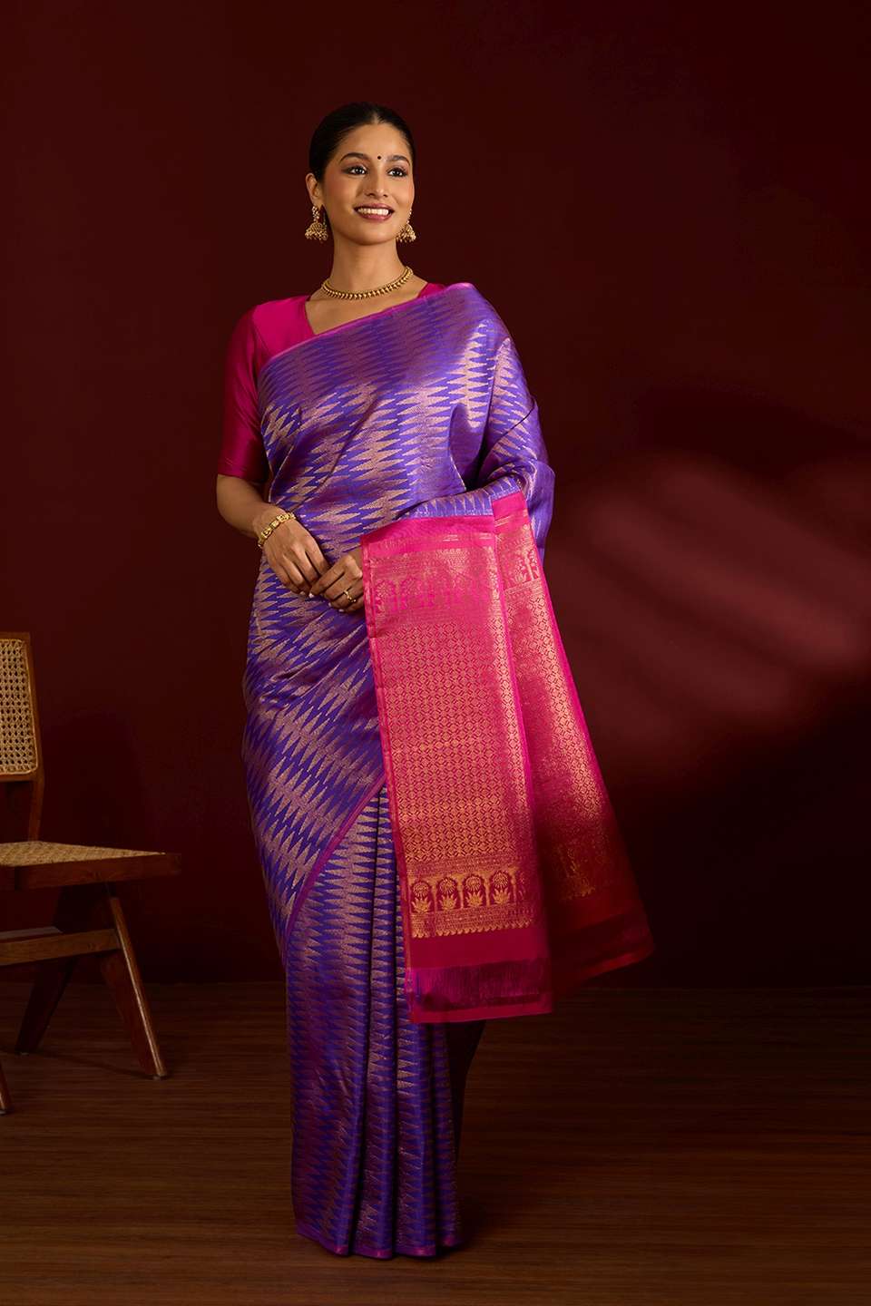 Purple Pure Silk Woven Kanjivaram Saree