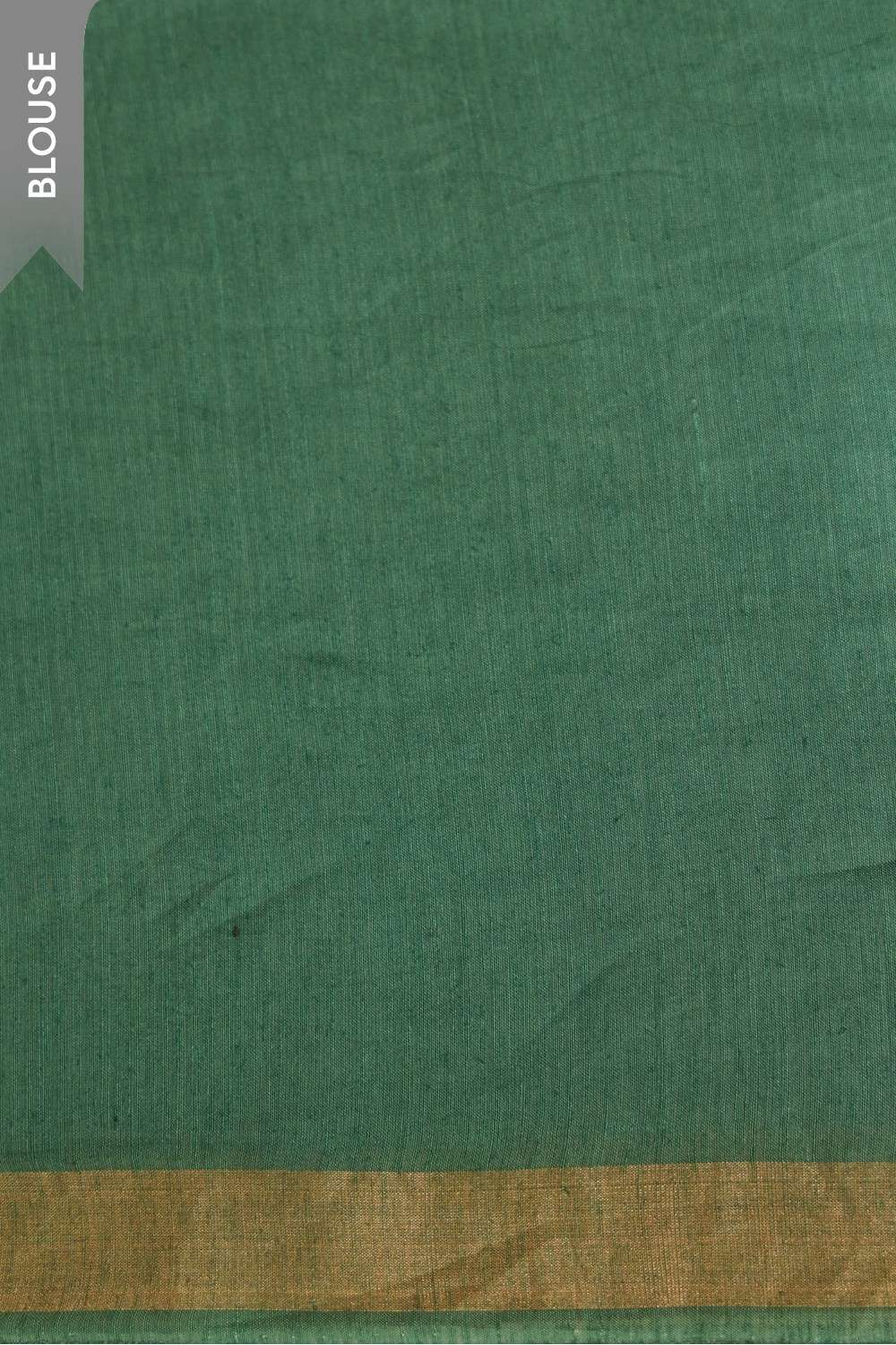 Dark Green Bengal Pure Silk Linen Embroidered Saree image number null