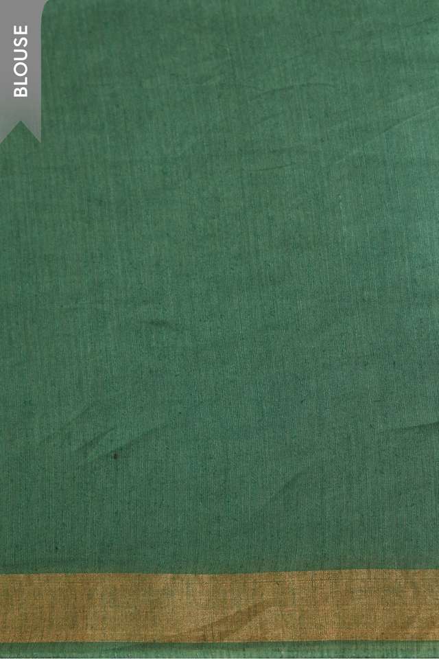Dark Green Bengal Pure Silk Linen Embroidered Saree thumbnail image number null