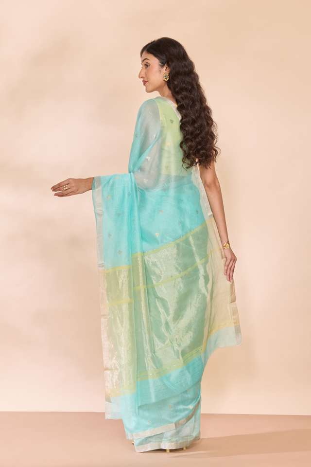 Light Blue Woven Pure Silk Cotton Chanderi Saree thumbnail image number null