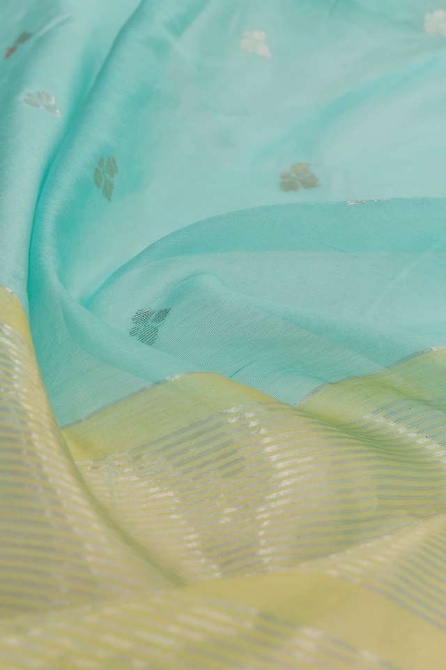 Light Blue Woven Pure Silk Cotton Chanderi Saree thumbnail image number null