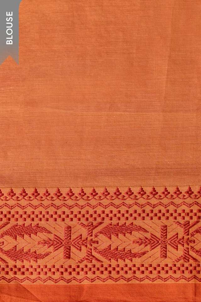 Light Orange Bengal Pure Cotton Jamdani Saree thumbnail image number null