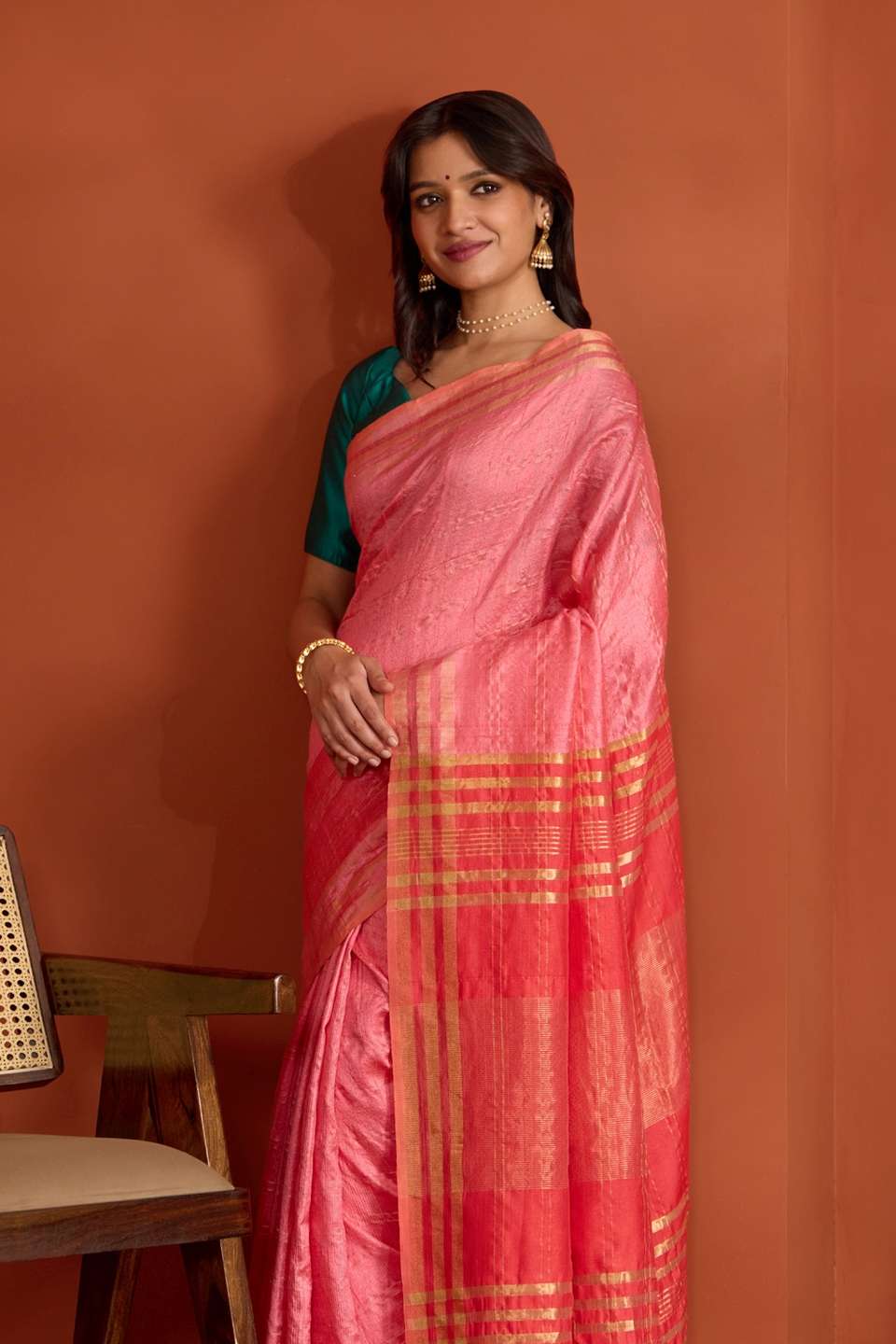 Pink Pure Tussar Silk Bhagalpur Woven Saree