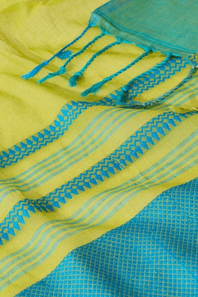 Light Green Woven Pure Cotton Bengal Saree thumbnail image number null