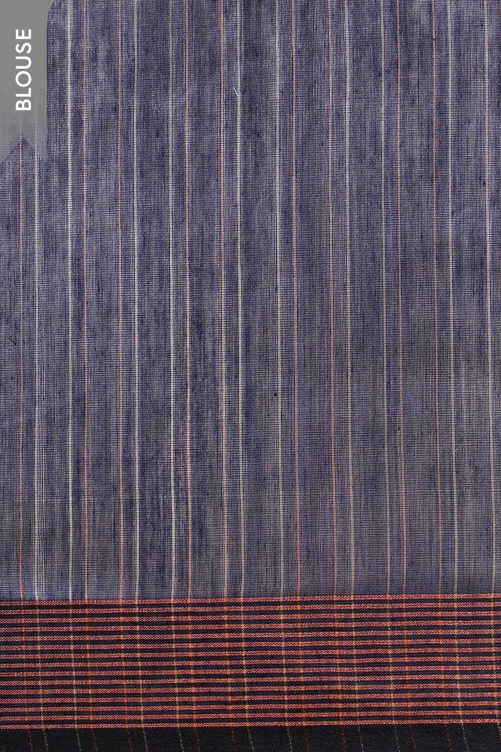 Dark Blue Jamdani Pure Silk Cotton Bengal Saree image number null
