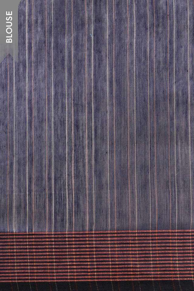 Dark Blue Jamdani Pure Silk Cotton Bengal Saree thumbnail image number null