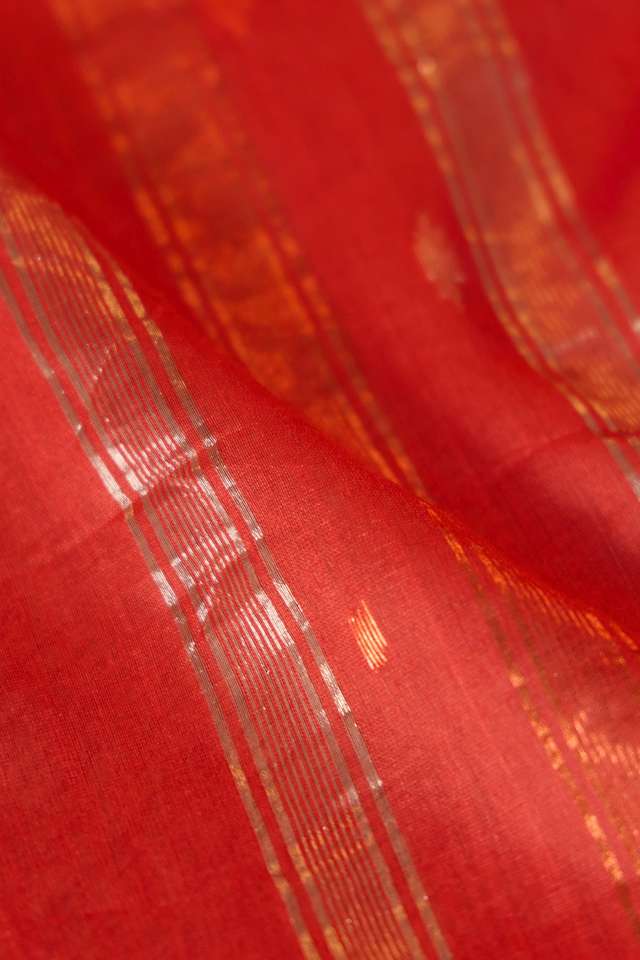 Red Bengal Pure Silk Cotton Jamdani Saree thumbnail image number null