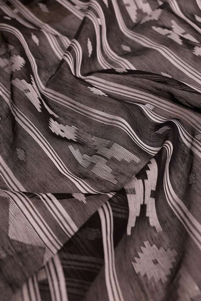 Black Bengal Pure Silk Cotton Jamdani Saree thumbnail image number null