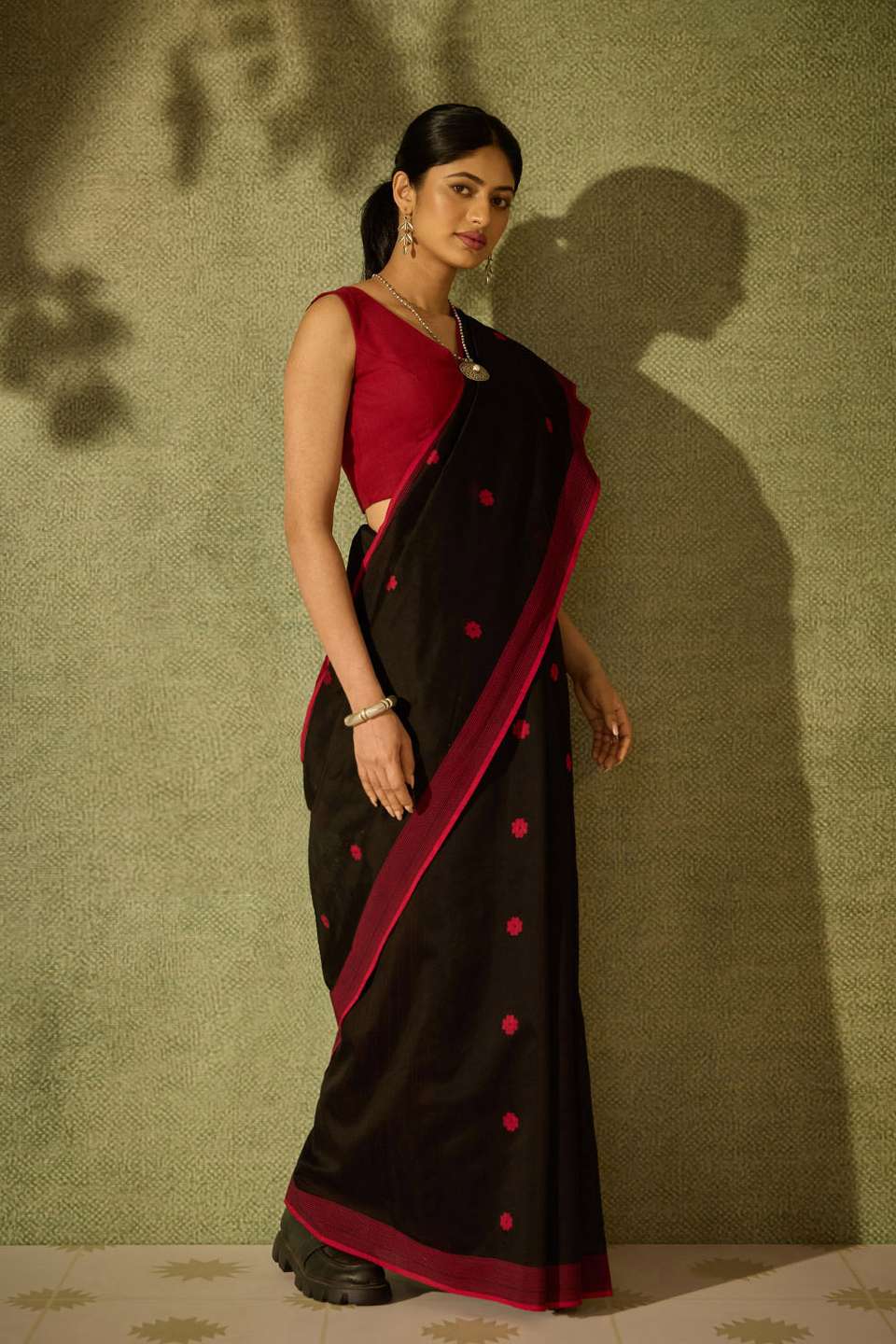Black Bengal Pure Silk Cotton Jamdani Saree