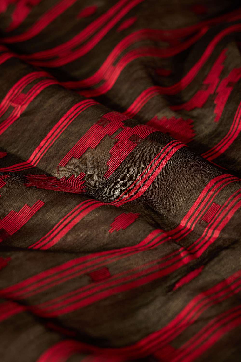 Black Bengal Pure Silk Cotton Jamdani Saree image number null