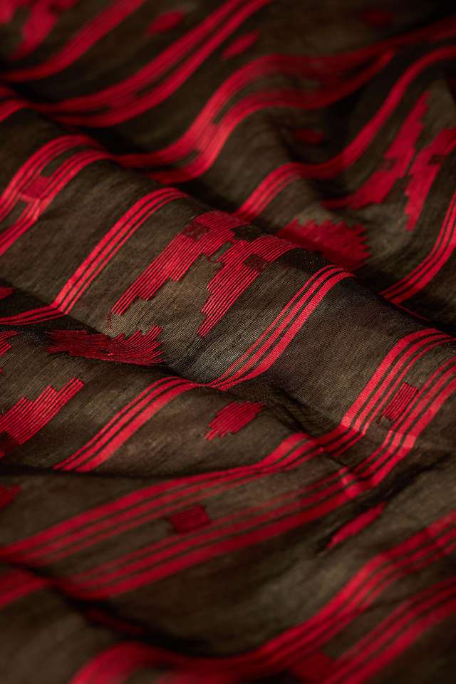 Black Bengal Pure Silk Cotton Jamdani Saree thumbnail image number null