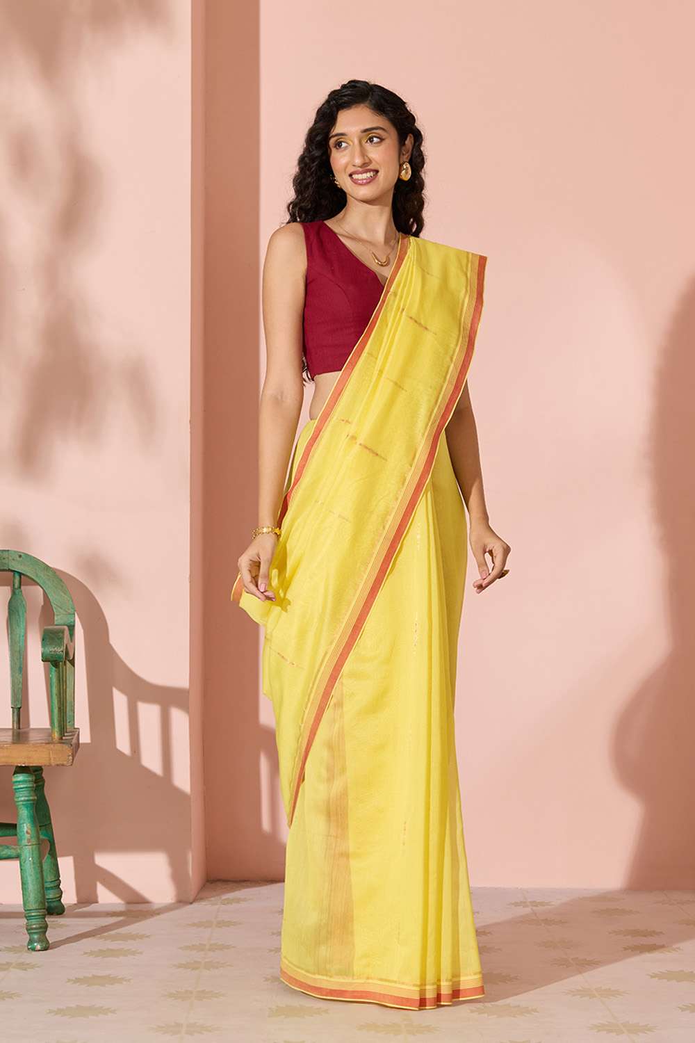 Light Yellow Jamdani Pure Silk Cotton Bengal Saree image number null