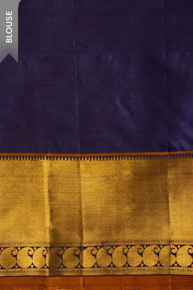 Dark Violet Pure Silk Woven Kanjivaram Saree thumbnail image number null