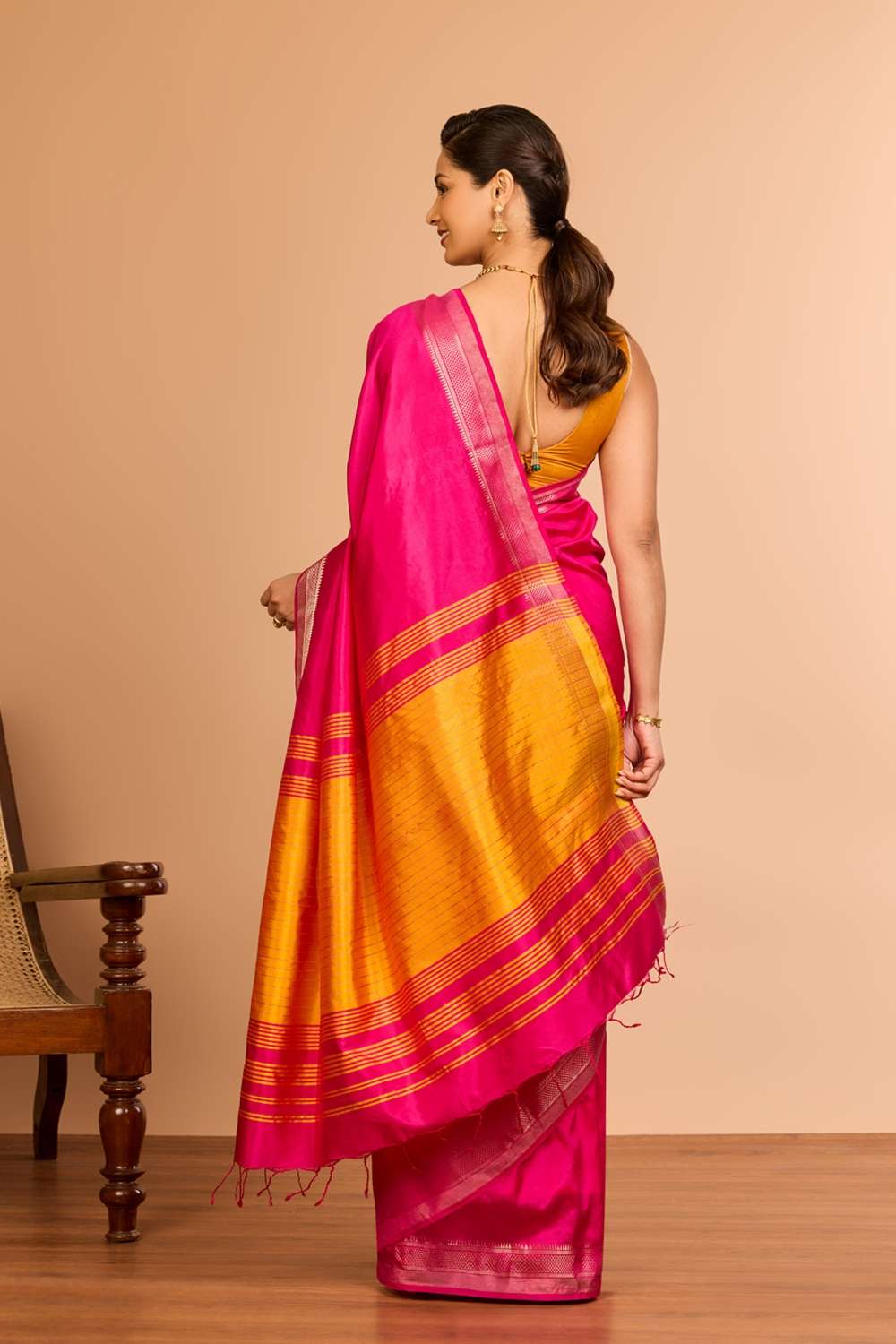 Dark Pink Silk Bishnupur Woven Saree image number null