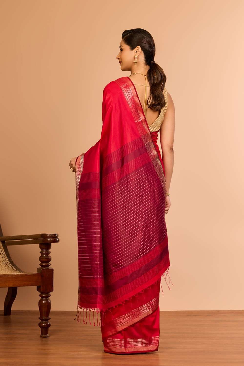 Red Silk Bishnupur Woven Saree image number null