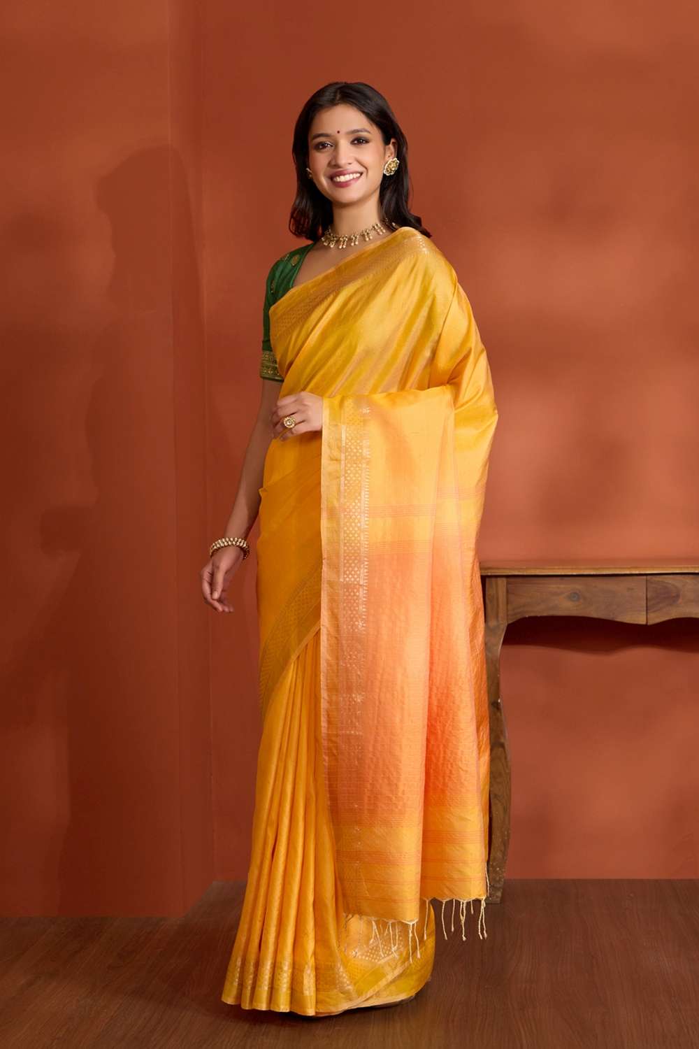Light Orange Pure Silk Bishnupur Woven Saree image number null