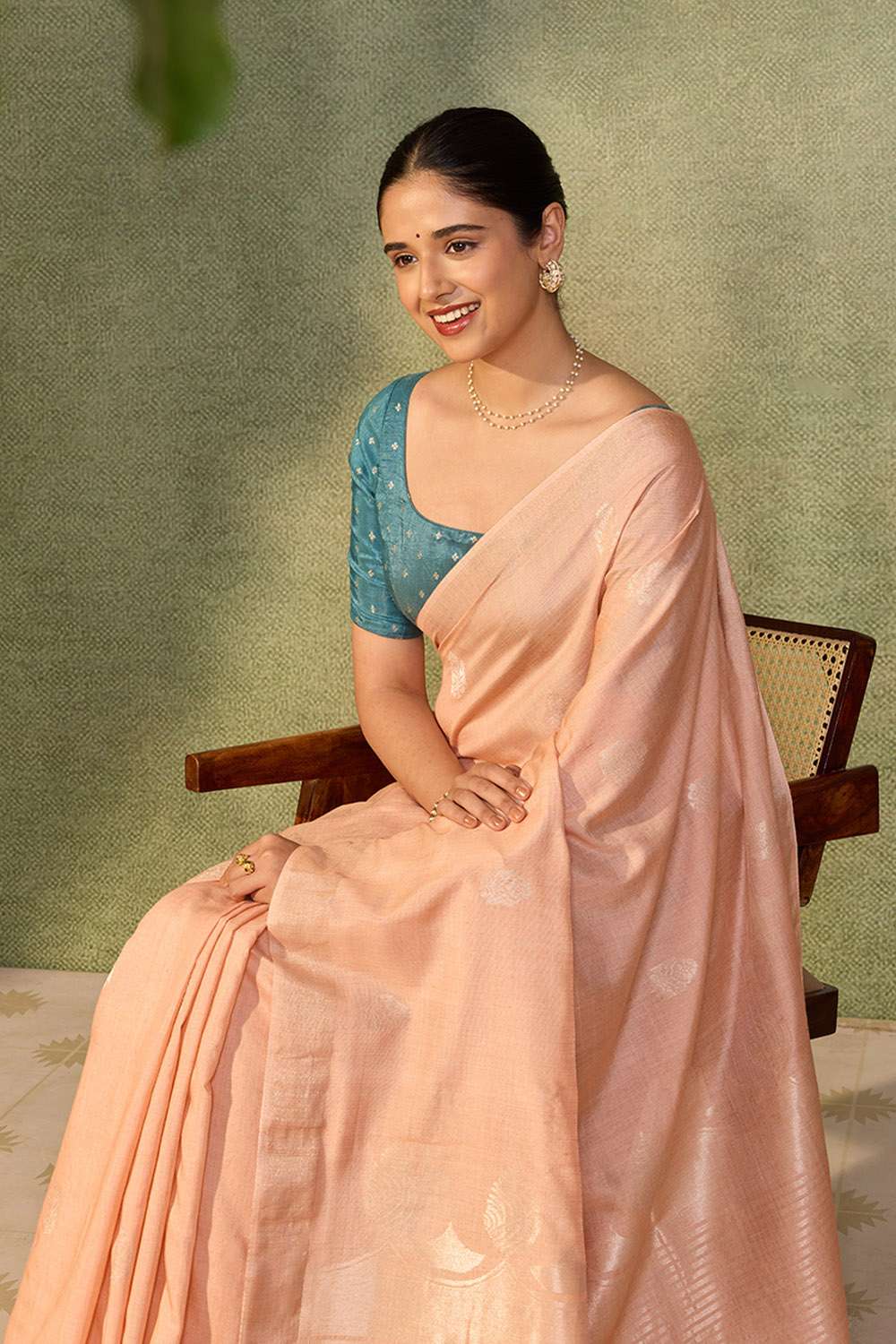 Light Pink Chattisgarh Woven Pure Tussar Silk Saree image number null