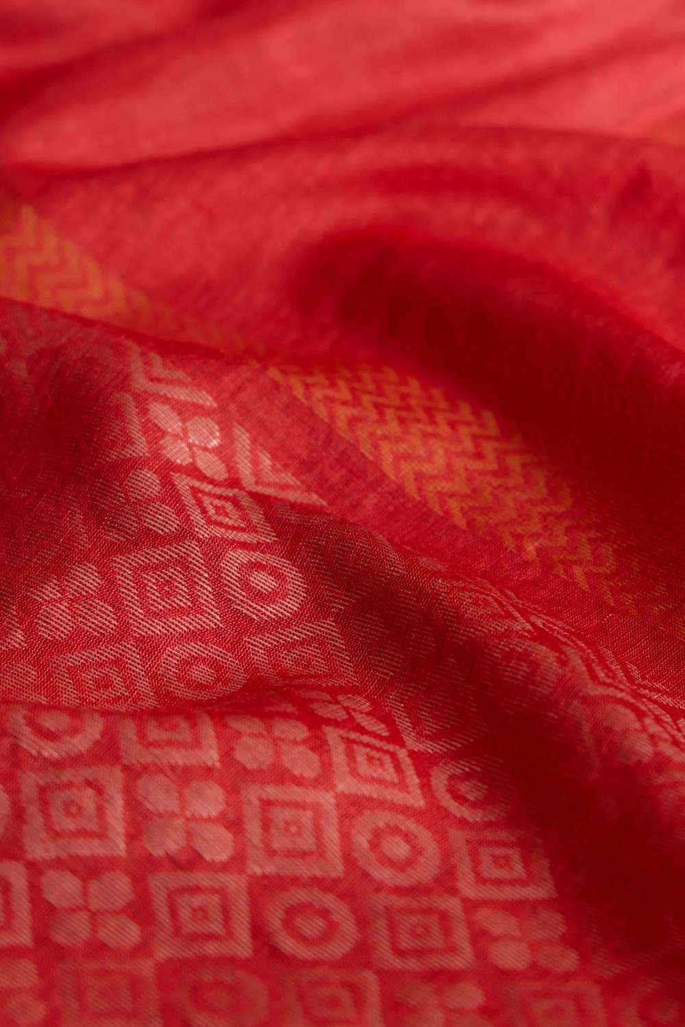 Red Pure Tussar Silk Chattisgarh Woven Saree image number null