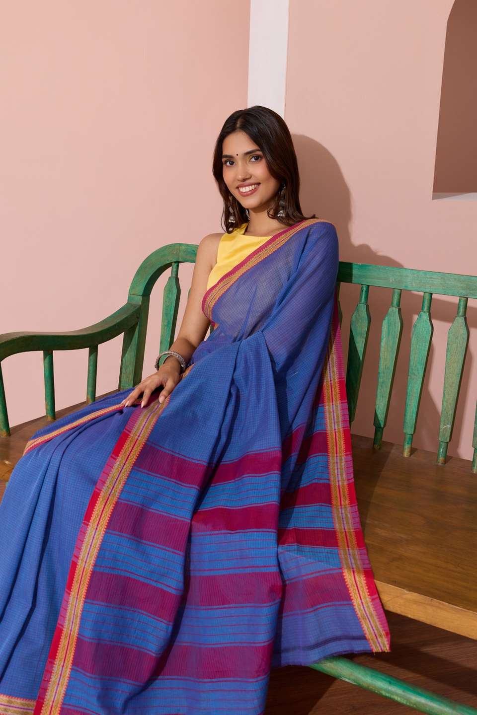 Blue Maharashtra Woven Pure Cotton Saree
