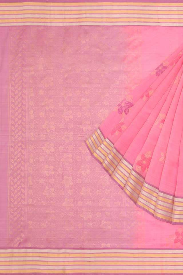 Pink Woven Soft Pure Silk Saree thumbnail image number null