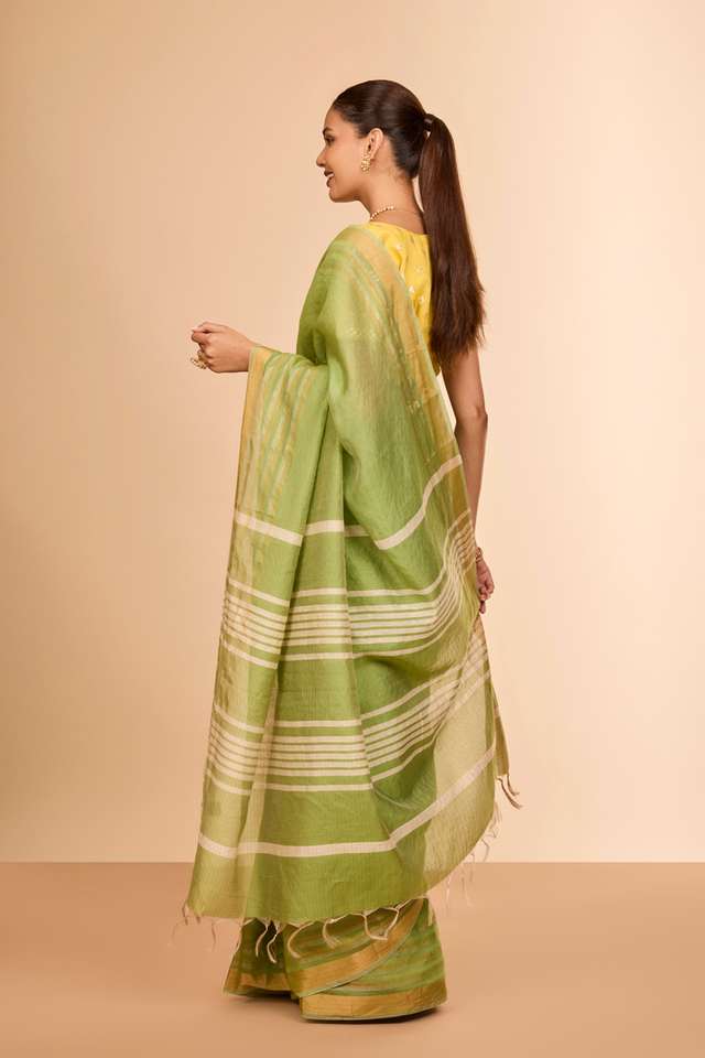 Green Bhagalpur Woven Silk Viscose Saree thumbnail image number null