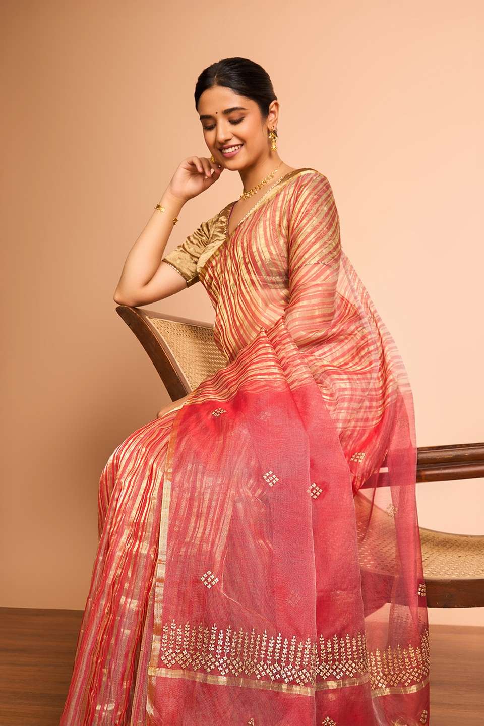 Red Embroidered Pure Silk Cotton Saree