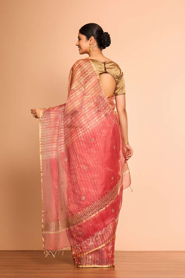 Red Embroidered Pure Silk Cotton Saree thumbnail image number null