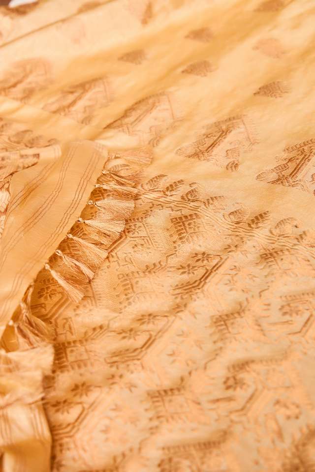 Beige Assam Woven Pure Tussar Silk Saree thumbnail image number null