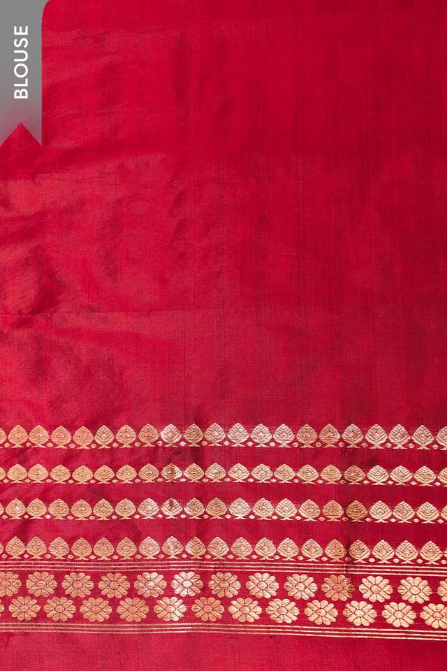 Red Assam Woven Pure Silk Saree thumbnail image number null