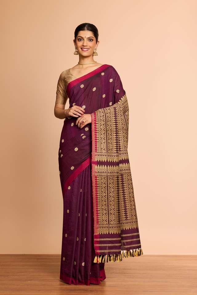 Purple Assam Woven Pure Eri Saree thumbnail image number null
