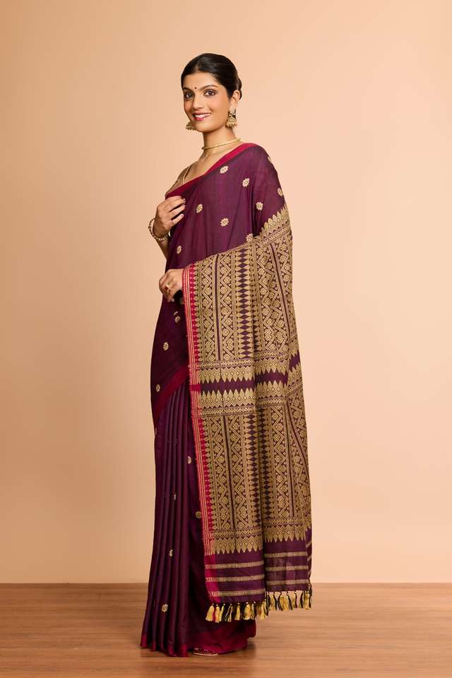 Purple Assam Woven Pure Eri Saree thumbnail image number null