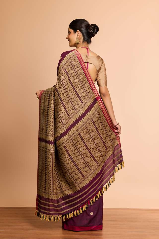 Purple Assam Woven Pure Eri Saree thumbnail image number null
