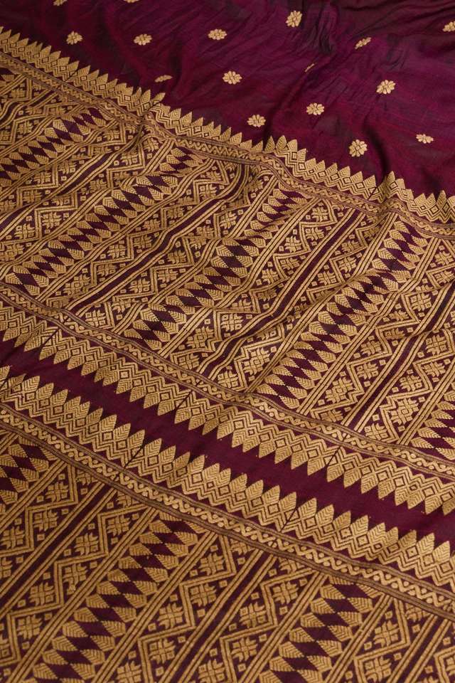 Purple Assam Woven Pure Eri Saree thumbnail image number null