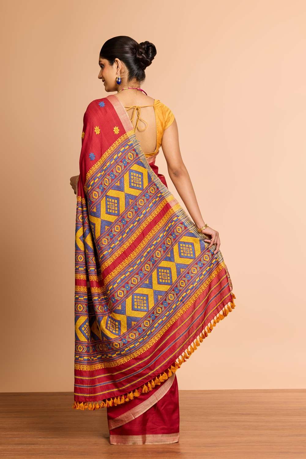 Red Assam Woven Pure Eri Saree image number null