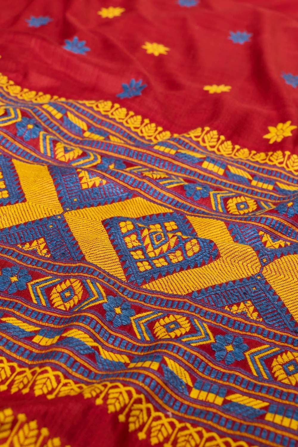 Red Assam Woven Pure Eri Saree image number null