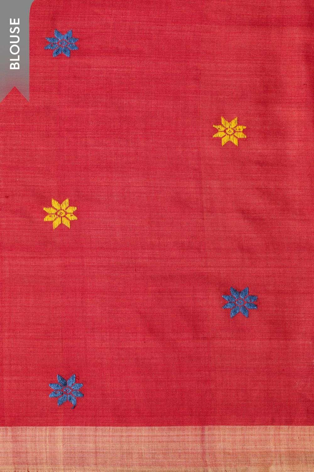 Red Assam Woven Pure Eri Saree image number null