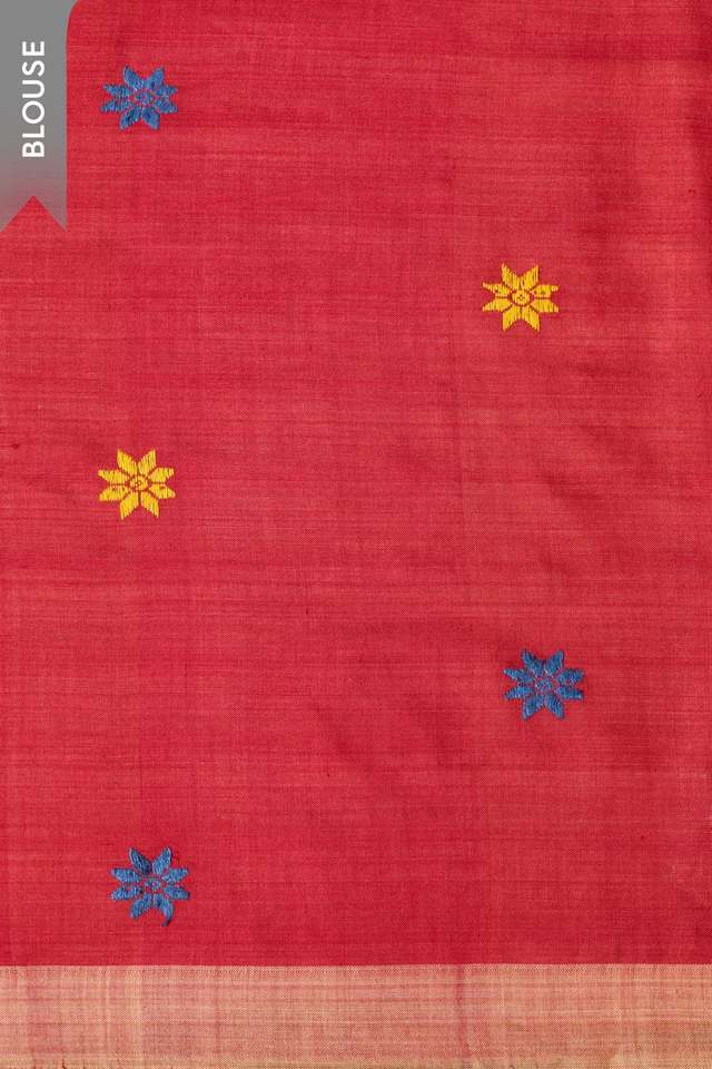 Red Assam Woven Pure Eri Saree thumbnail image number null