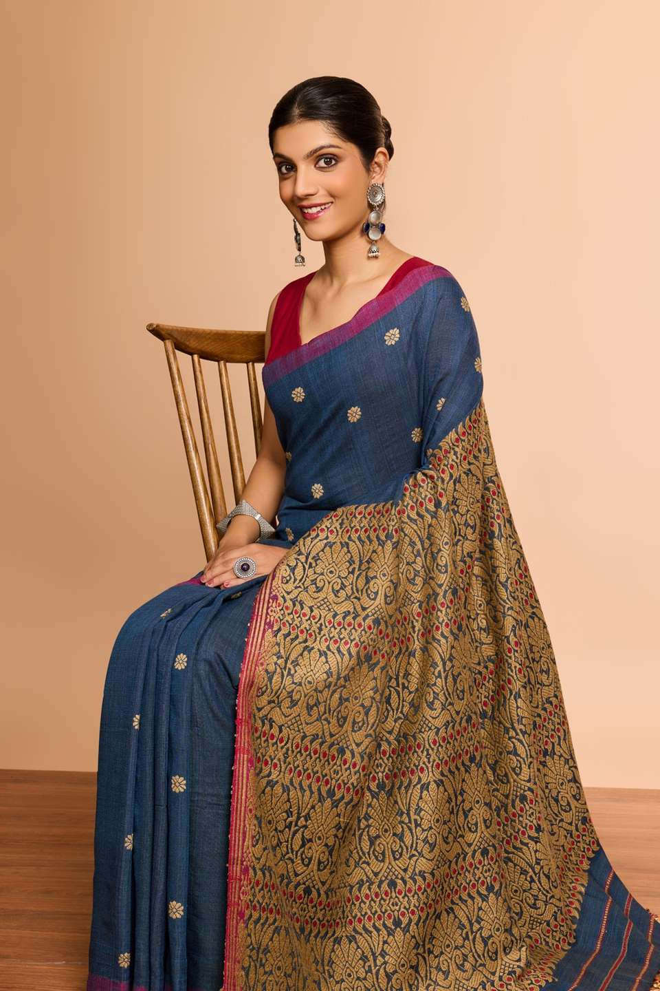 Blue Assam Woven Pure Eri Saree