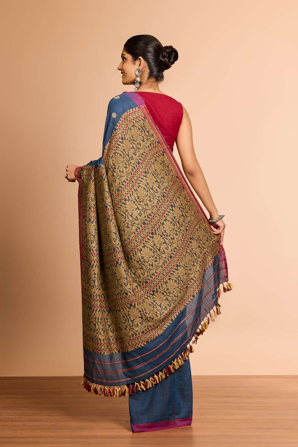 Blue Assam Woven Pure Eri Saree image number null