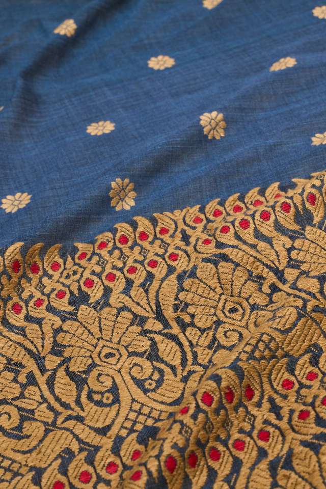 Blue Assam Woven Pure Eri Saree thumbnail image number null