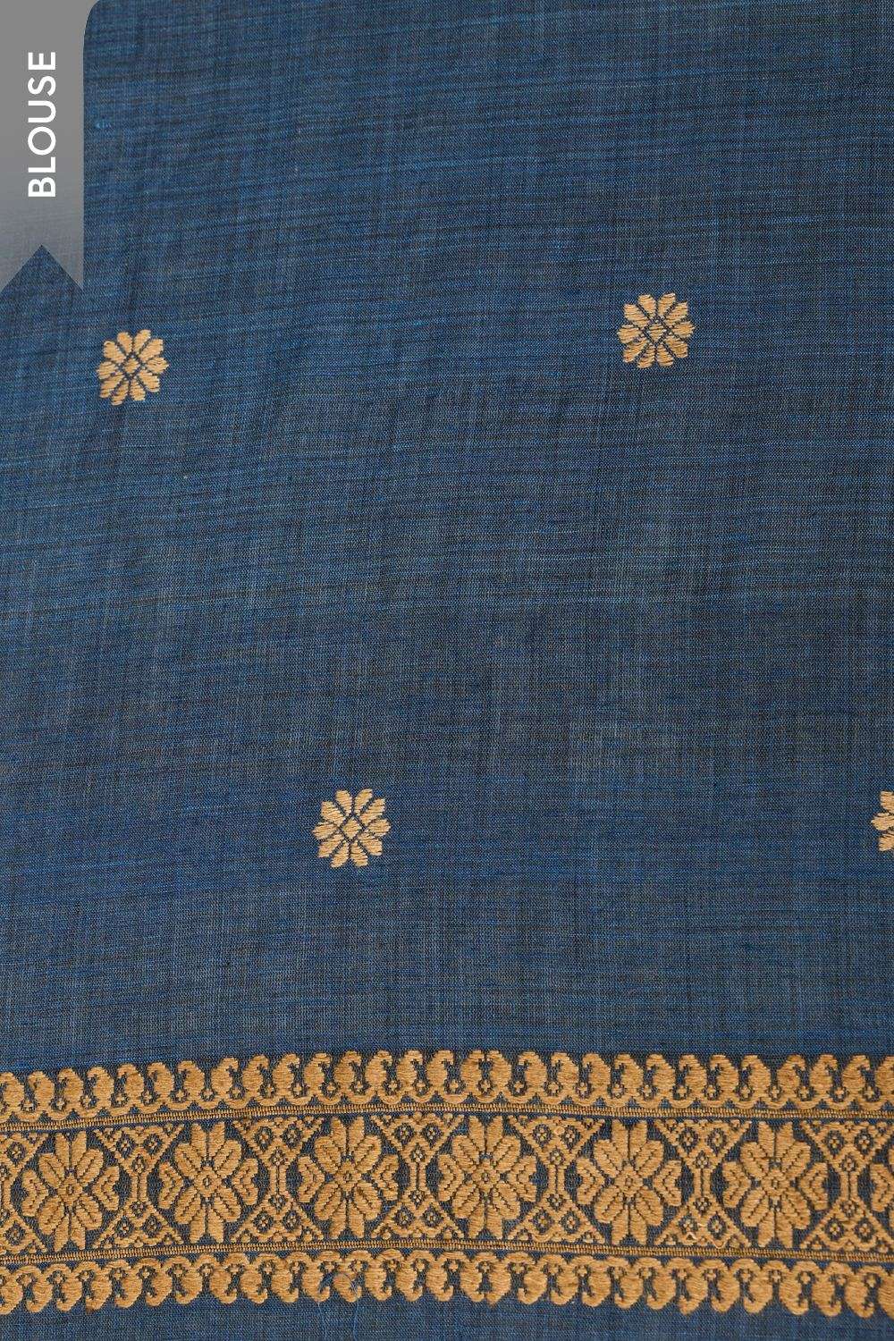 Blue Assam Woven Pure Eri Saree image number null
