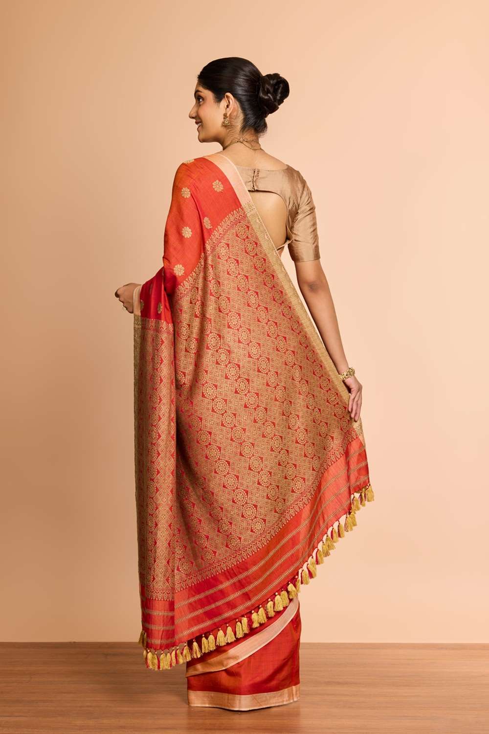 Orange Assam Woven Pure Eri Saree image number null