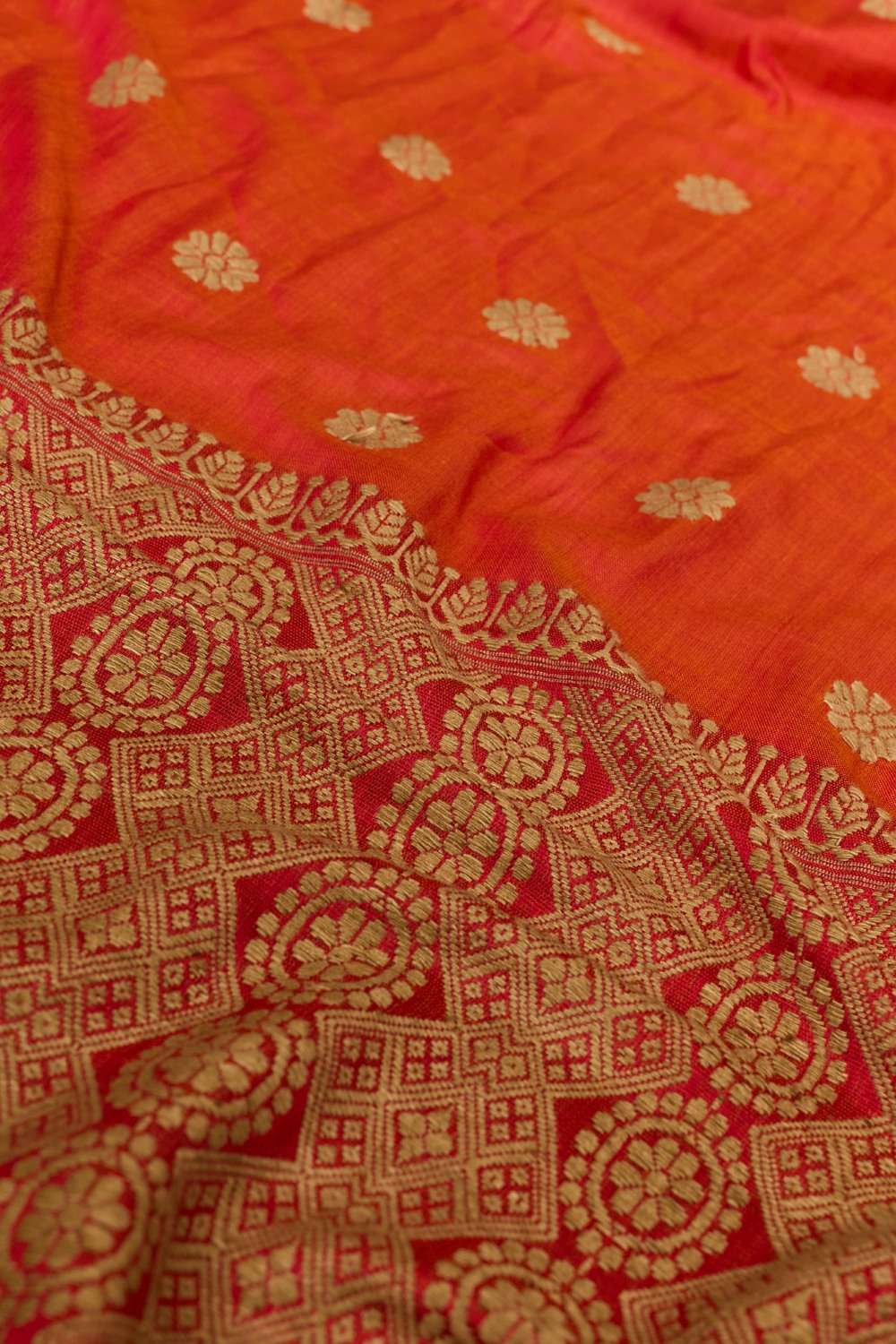 Orange Assam Woven Pure Eri Saree image number null