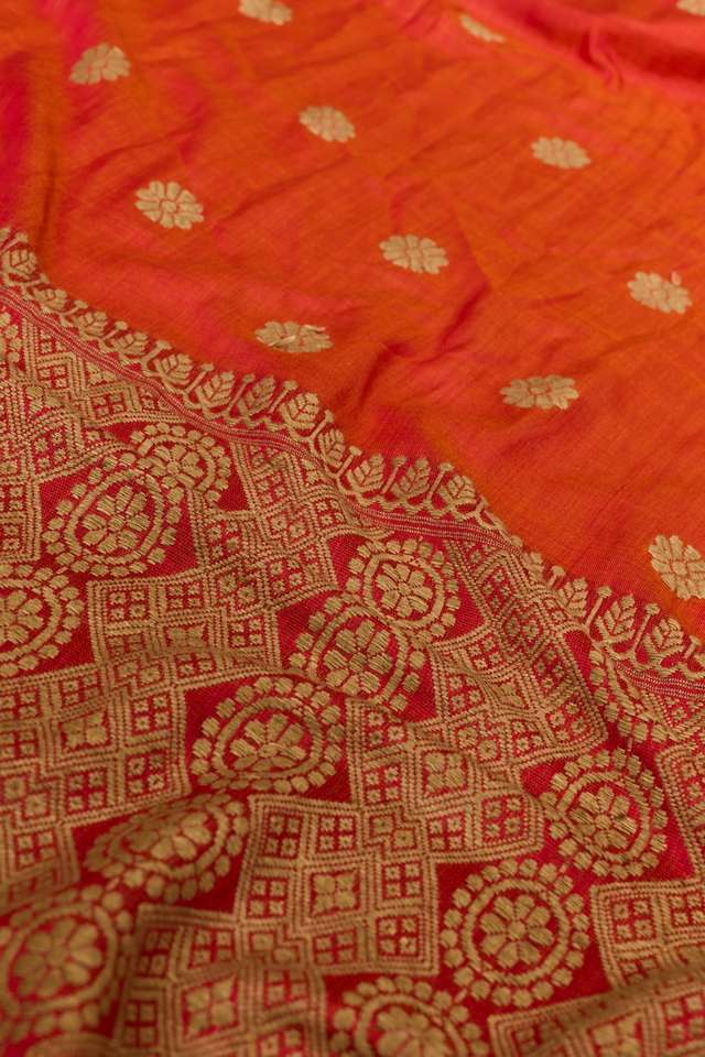 Orange Assam Woven Pure Eri Saree thumbnail image number null